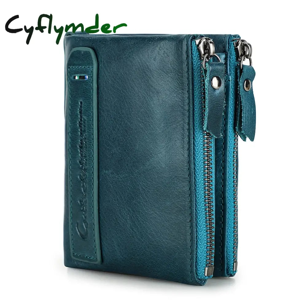Cyflymder Hot Genuine Crazy Horse Cowhide Leather Men Wallet Short Coin Purse Small Vintage Wallets