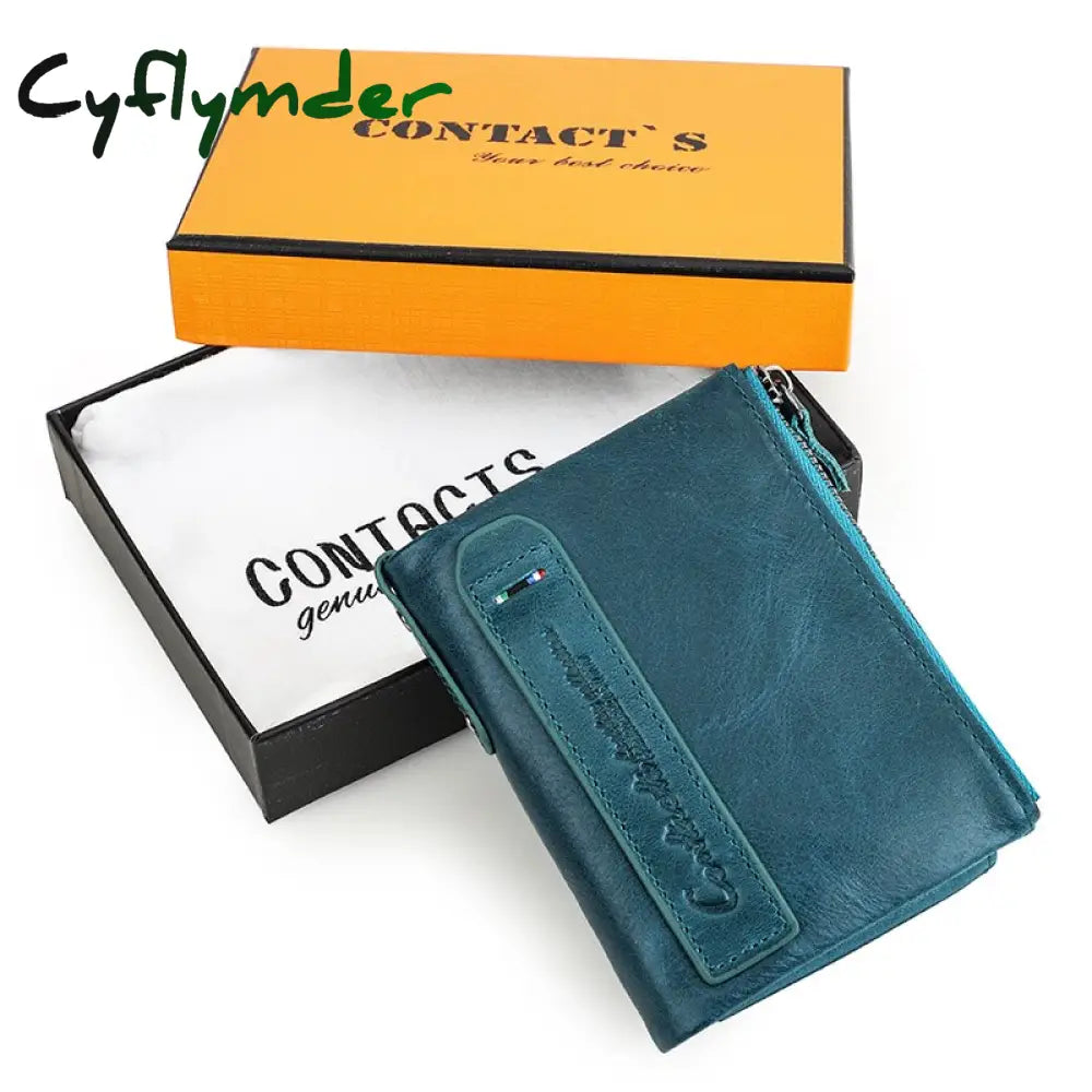 Cyflymder Hot Genuine Crazy Horse Cowhide Leather Men Wallet Short Coin Purse Small Vintage Wallets