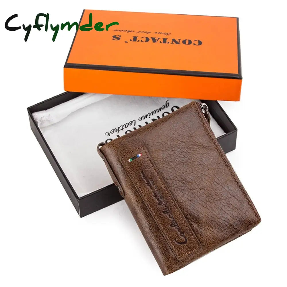 Cyflymder Hot Genuine Crazy Horse Cowhide Leather Men Wallet Short Coin Purse Small Vintage Wallets