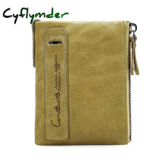Cyflymder Hot Genuine Crazy Horse Cowhide Leather Men Wallet Short Coin Purse Small Vintage Wallets