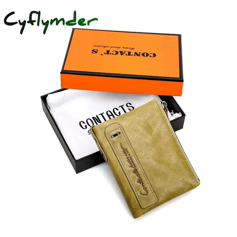 Cyflymder Hot Genuine Crazy Horse Cowhide Leather Men Wallet Short Coin Purse Small Vintage Wallets