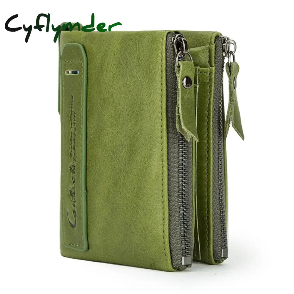 Cyflymder Hot Genuine Crazy Horse Cowhide Leather Men Wallet Short Coin Purse Small Vintage Wallets