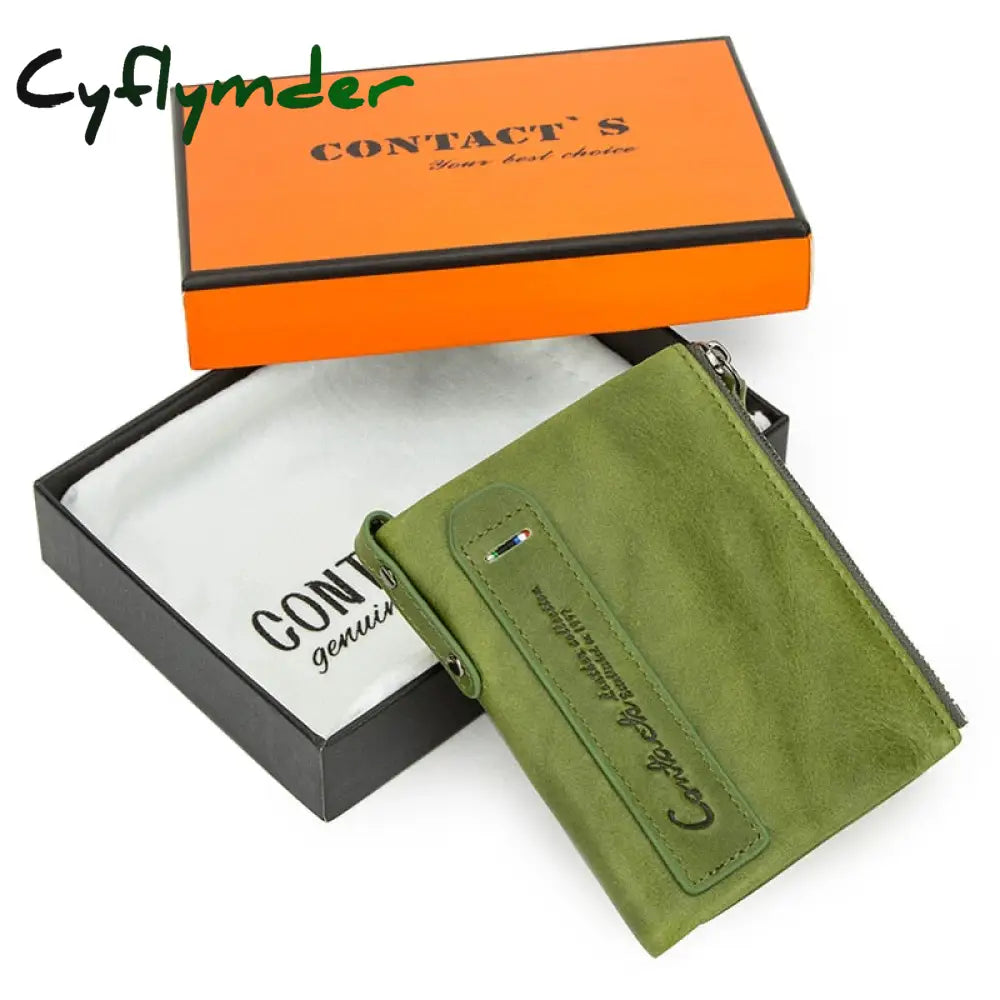 Cyflymder Hot Genuine Crazy Horse Cowhide Leather Men Wallet Short Coin Purse Small Vintage Wallets