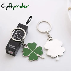 Cyflymder Hot Sale Creative Green Color Four-Leaf Clover Fortune Keychain Key Chain Ring Pendant