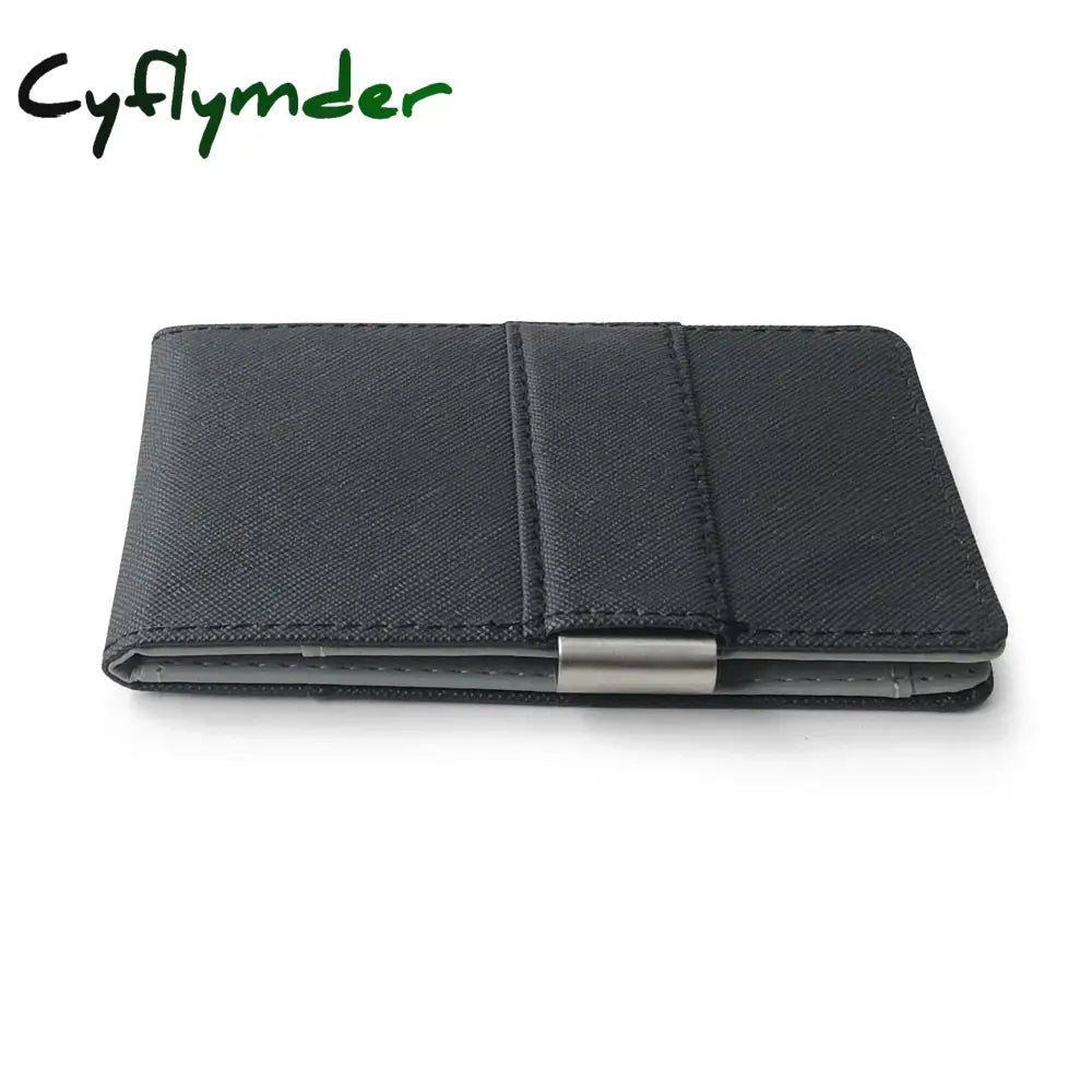 Cyflymder Hot Sale Fashion Solid Men’s Thin Bifold Money Clip Leather Wallet With A Metal Clamp