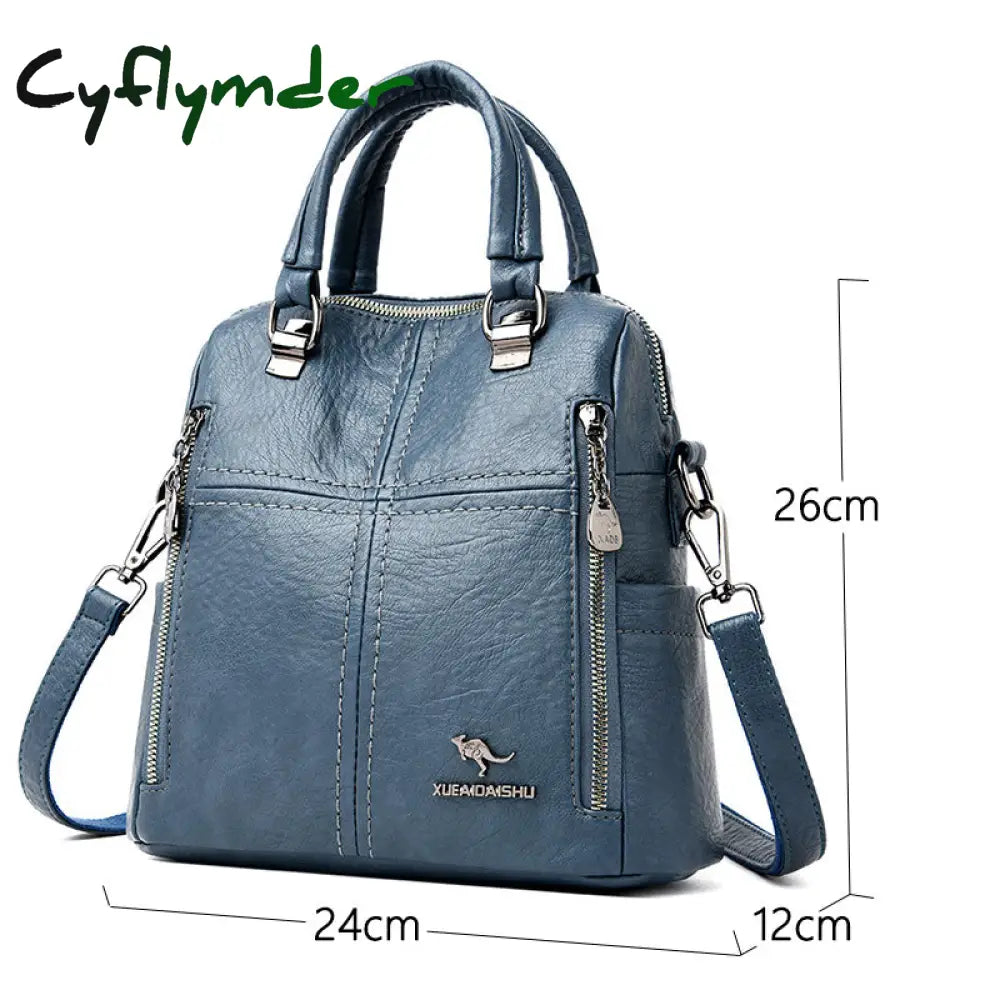 Cyflymder Hot Sale High Quality Leather Backpack Women Shoulder Bags Multifunction Travel School