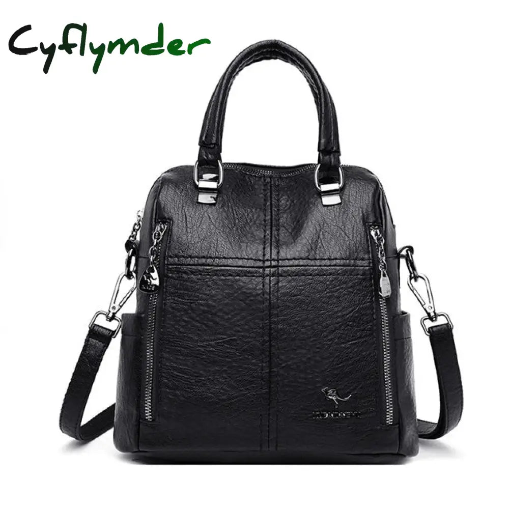 Cyflymder Hot Sale High Quality Leather Backpack Women Shoulder Bags Multifunction Travel School