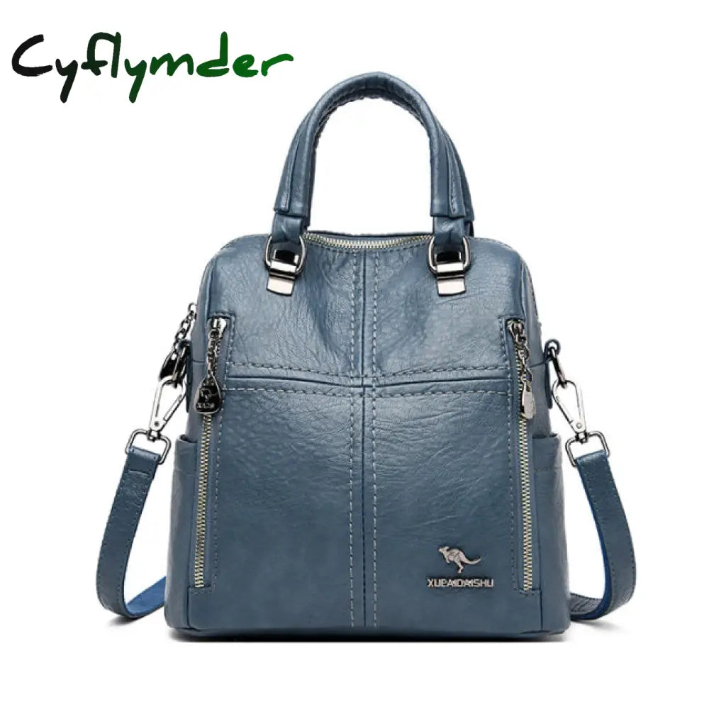 Cyflymder Hot Sale High Quality Leather Backpack Women Shoulder Bags Multifunction Travel School