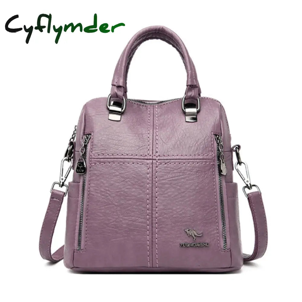 Cyflymder Hot Sale High Quality Leather Backpack Women Shoulder Bags Multifunction Travel School