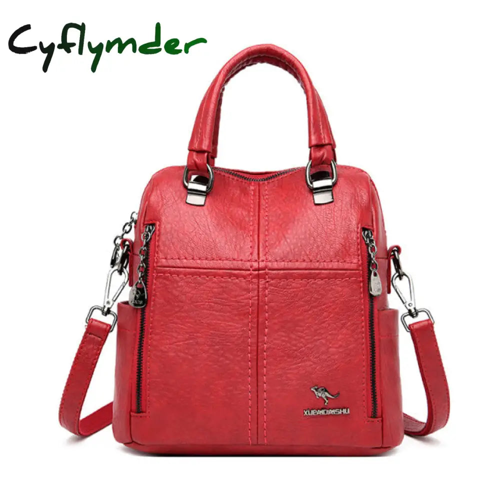 Cyflymder Hot Sale High Quality Leather Backpack Women Shoulder Bags Multifunction Travel School