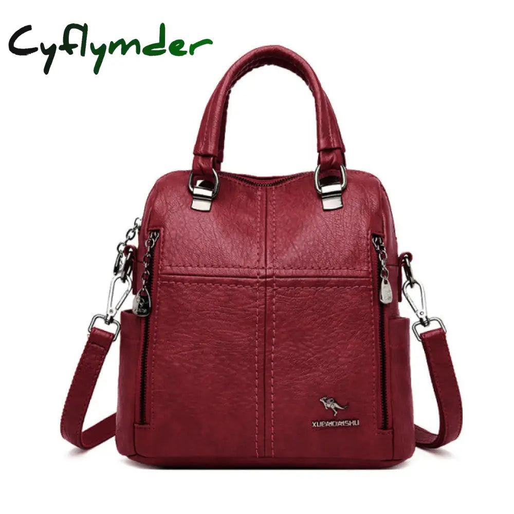 Cyflymder Hot Sale High Quality Leather Backpack Women Shoulder Bags Multifunction Travel School