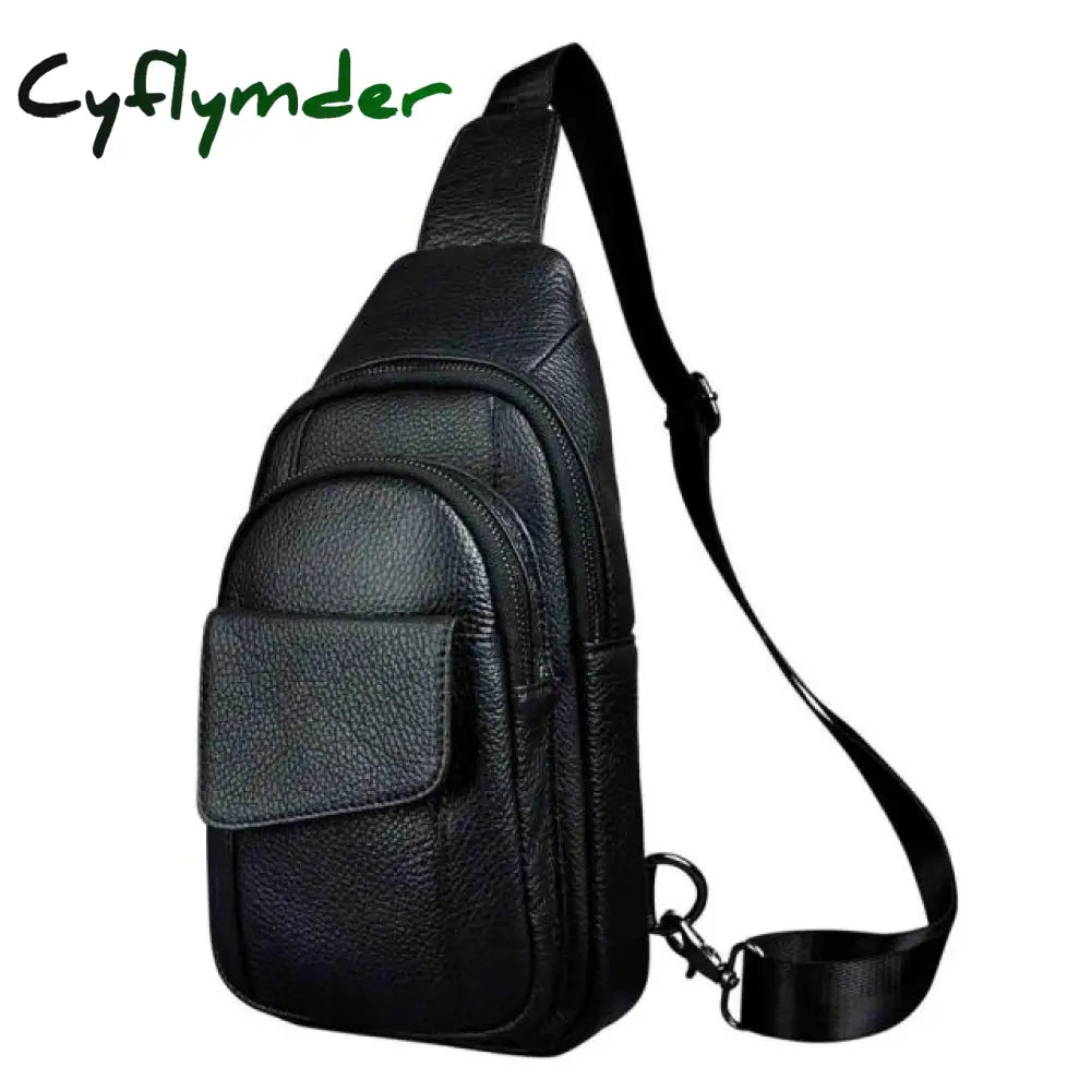 Cyflymder Hot Sale Men Crazy Horse Leather Casual Fashion Chest Sling Bag 8’’ Tablet Design One