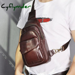 Cyflymder Hot Sale Men Crazy Horse Leather Casual Fashion Chest Sling Bag 8’’ Tablet Design One