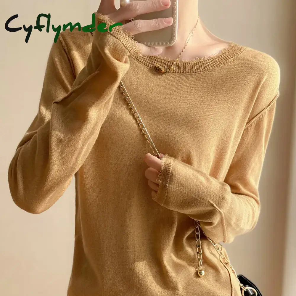 Cyflymder Hot Sale Spring/Summer Single Yarn Worsted Wool Fashion Loose Knit Top Lightweight