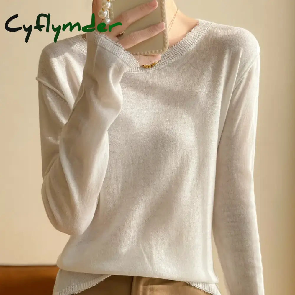 Cyflymder Hot Sale Spring/Summer Single Yarn Worsted Wool Fashion Loose Knit Top Lightweight