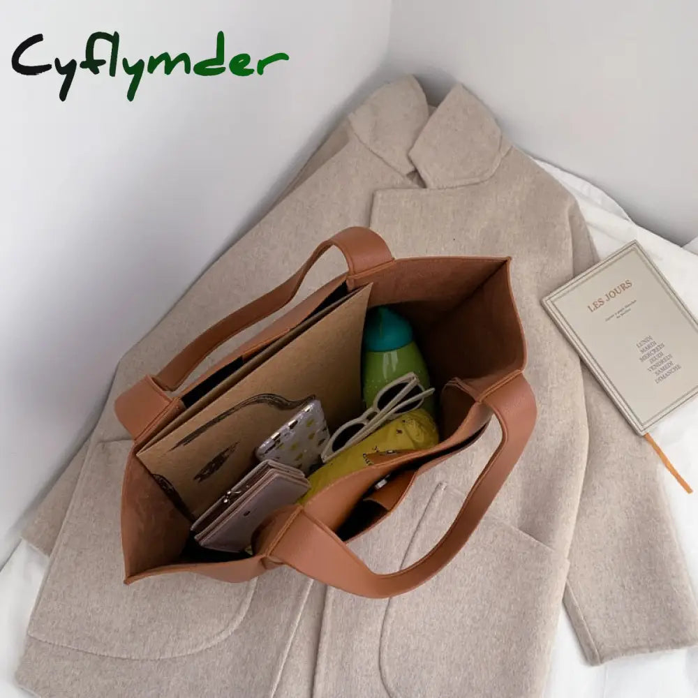 Cyflymder Hot Sell Totes Pu Leather Shoulder Shopping Bags For Women’s Shopper Daily Handbag