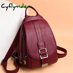 Cyflymder Hot Women Leather Backpacks Female Vintage Backpack For Teenage Girls School Chest Bag