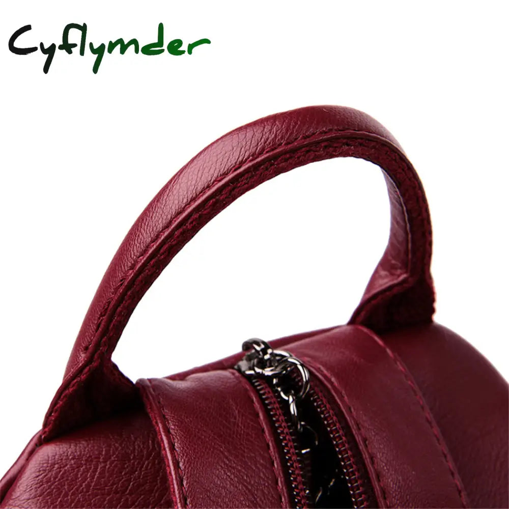 Cyflymder Hot Women Leather Backpacks Female Vintage Backpack For Teenage Girls School Chest Bag