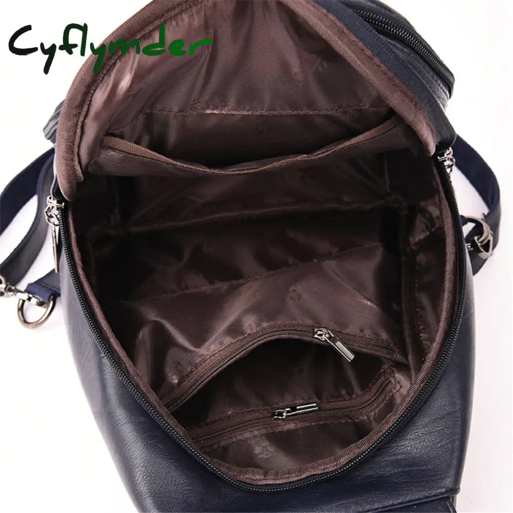 Cyflymder Hot Women Leather Backpacks Female Vintage Backpack For Teenage Girls School Chest Bag