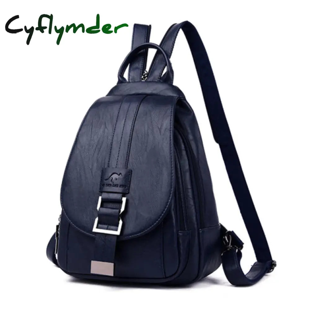 Cyflymder Hot Women Leather Backpacks Female Vintage Backpack For Teenage Girls School Chest Bag