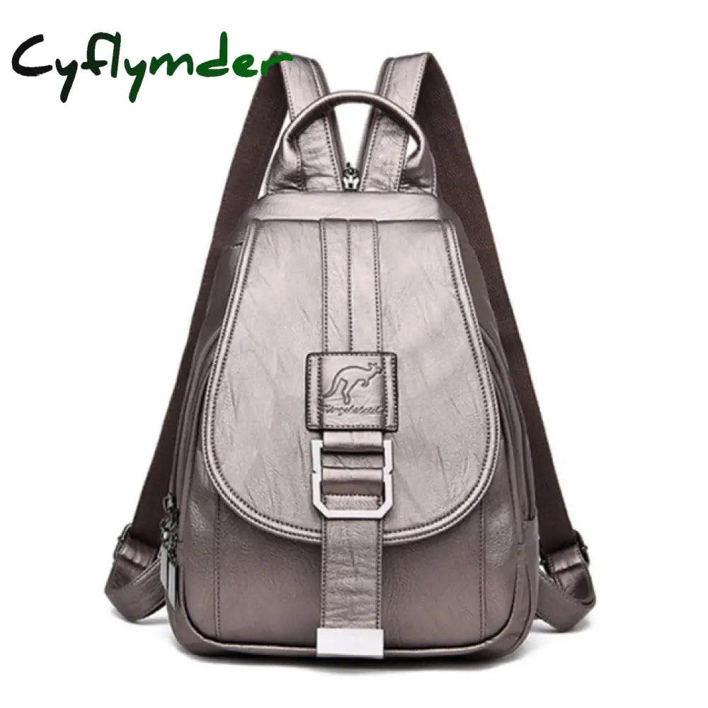 Cyflymder Hot Women Leather Backpacks Female Vintage Backpack For Teenage Girls School Chest Bag