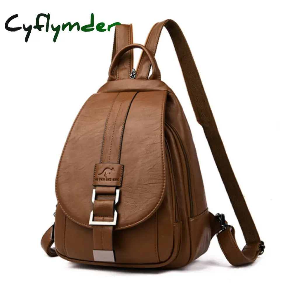 Cyflymder Hot Women Leather Backpacks Female Vintage Backpack For Teenage Girls School Chest Bag