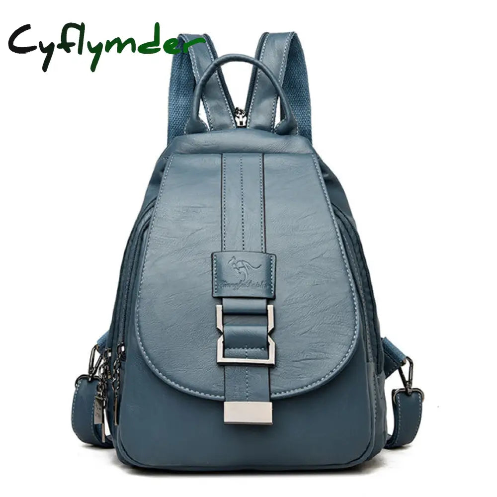 Cyflymder Hot Women Leather Backpacks Female Vintage Backpack For Teenage Girls School Chest Bag