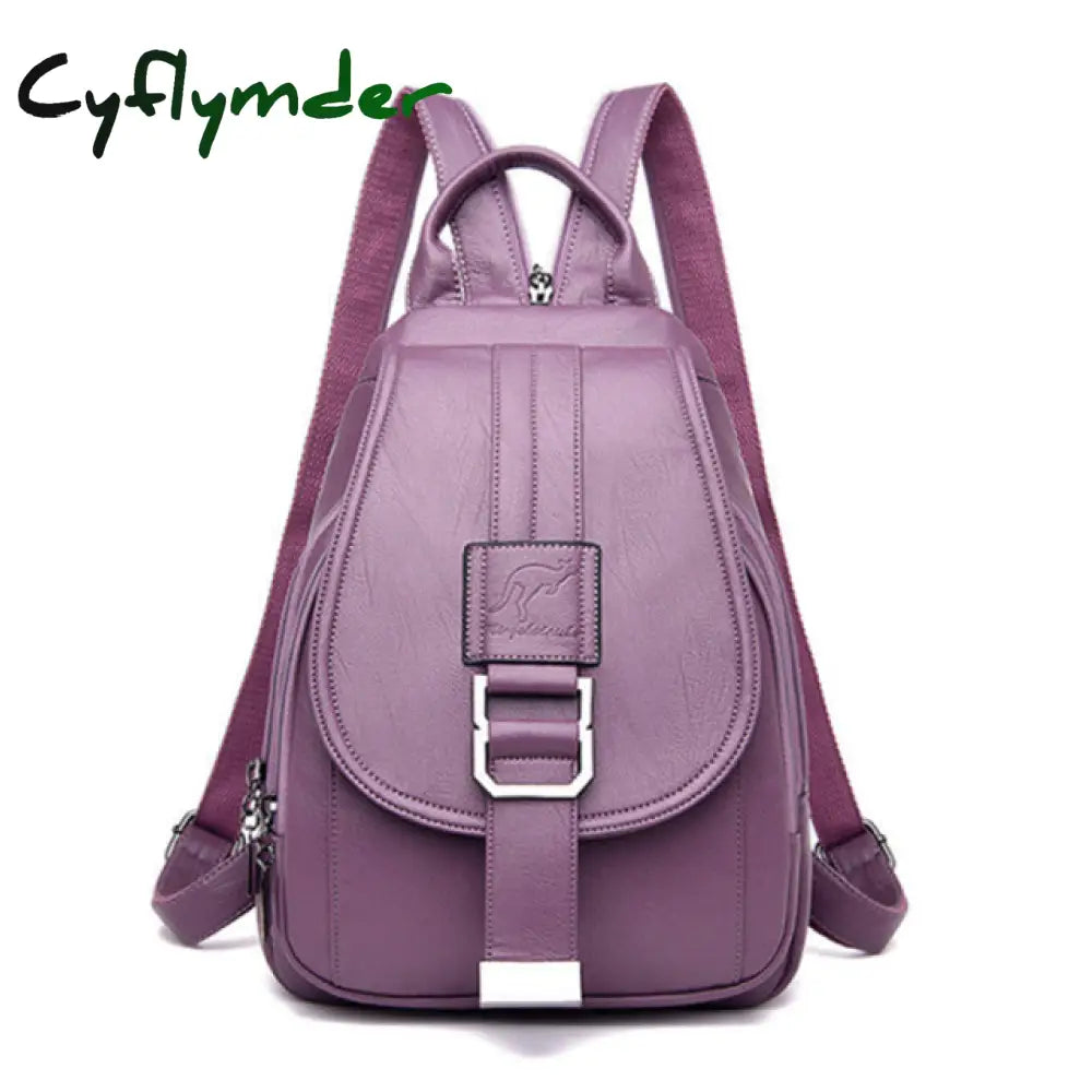 Cyflymder Hot Women Leather Backpacks Female Vintage Backpack For Teenage Girls School Chest Bag