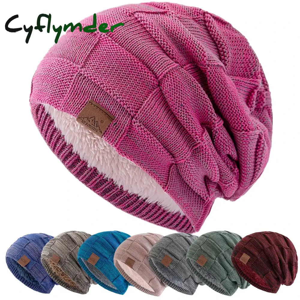 Cyflymder Hot Women Winter Hats Fashion Slouchy Warm Beanie Fashion Female Multicolor Mixing Color Design Knitted Cap