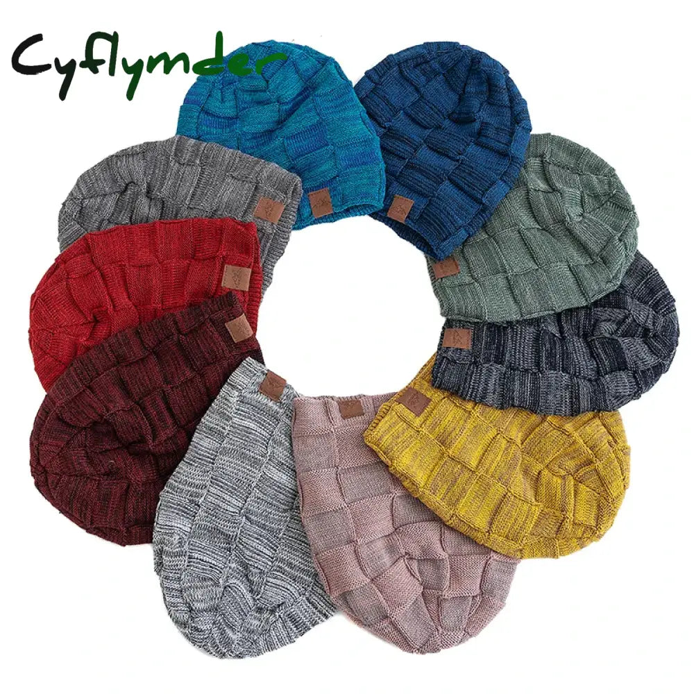 Cyflymder Hot Women Winter Hats Fashion Slouchy Warm Beanie Fashion Female Multicolor Mixing Color Design Knitted Cap