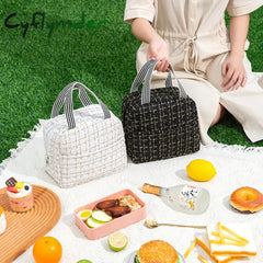 Cyflymder Ins Fashion Tote Lunchbox Thermal Bag Women Men Bento Storage Insulated Lunch Portable