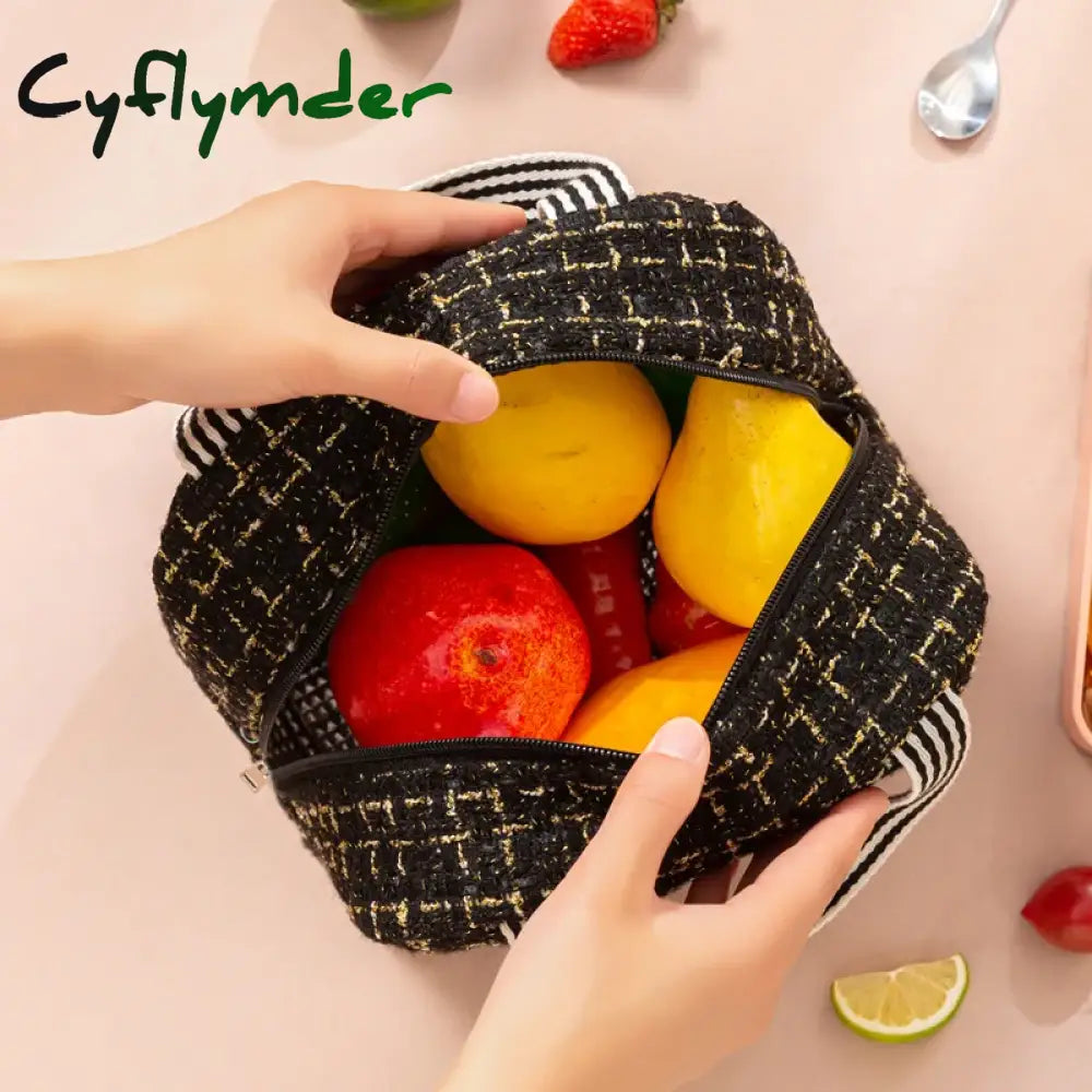 Cyflymder Ins Fashion Tote Lunchbox Thermal Bag Women Men Bento Storage Insulated Lunch Portable