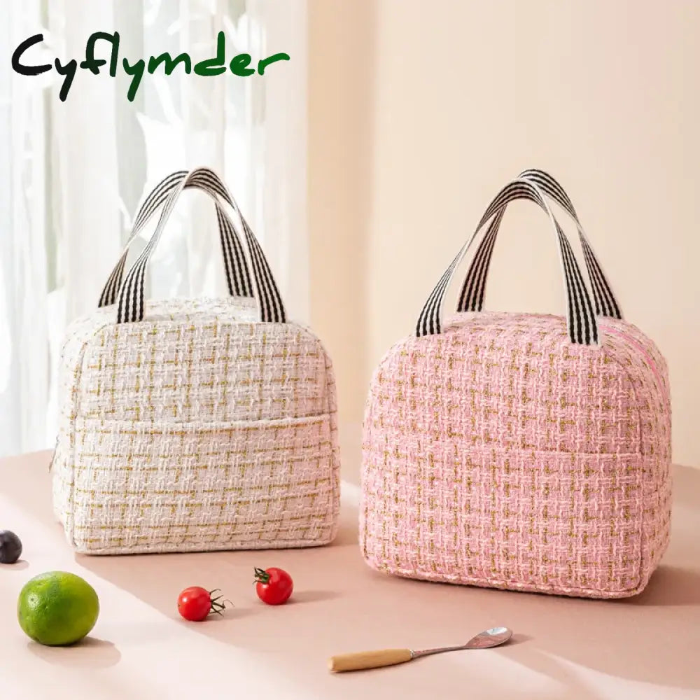 Cyflymder Ins Fashion Tote Lunchbox Thermal Bag Women Men Bento Storage Insulated Lunch Portable