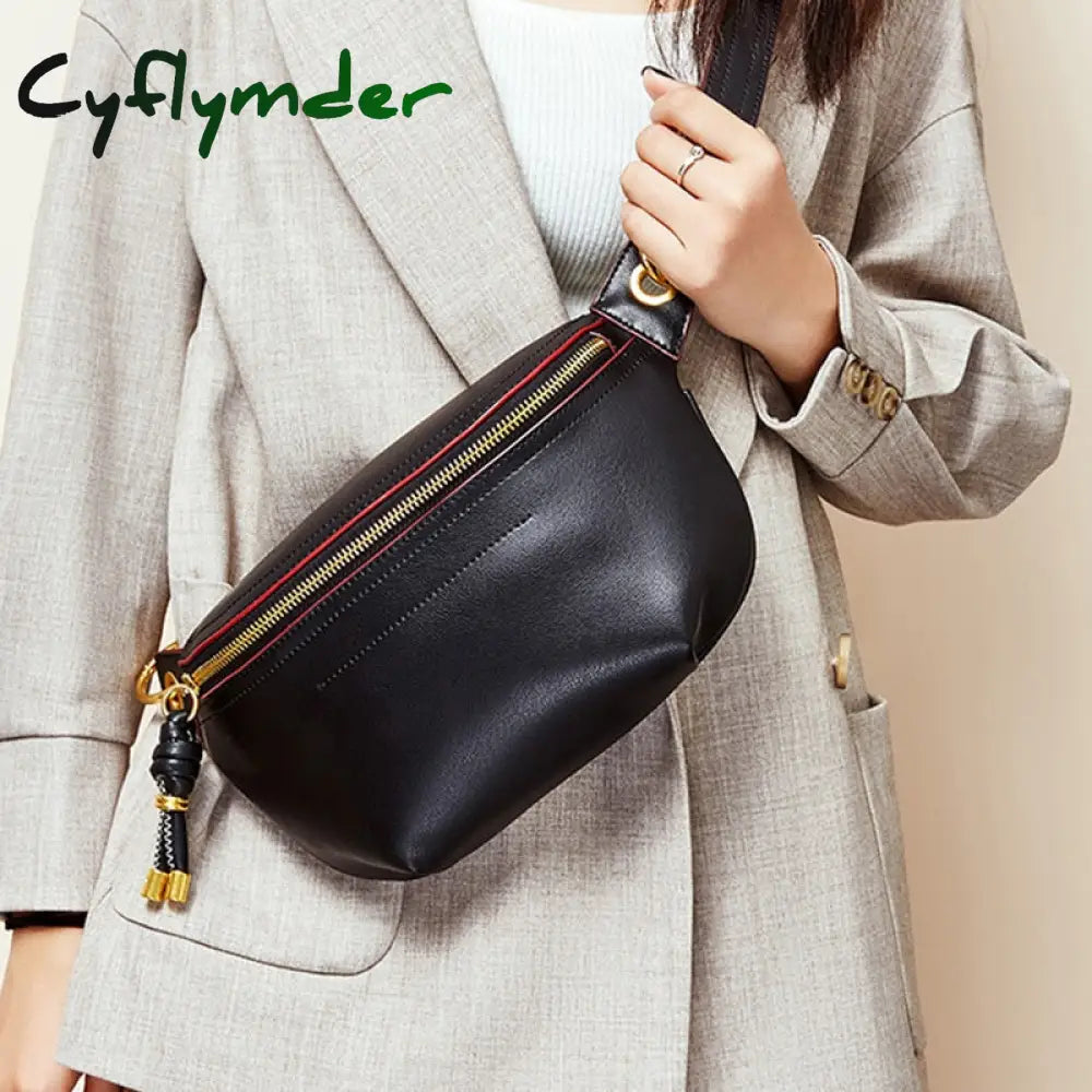 Cyflymder Ins Korea Hot Fashion Style Woman Bags Genuine Leather Fanny Packs For Sport Outdoor