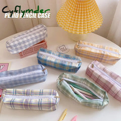 Cyflymder Ins Pencil Case Girls Korean Large-Capacity Cute Plaid Box School Teenagers