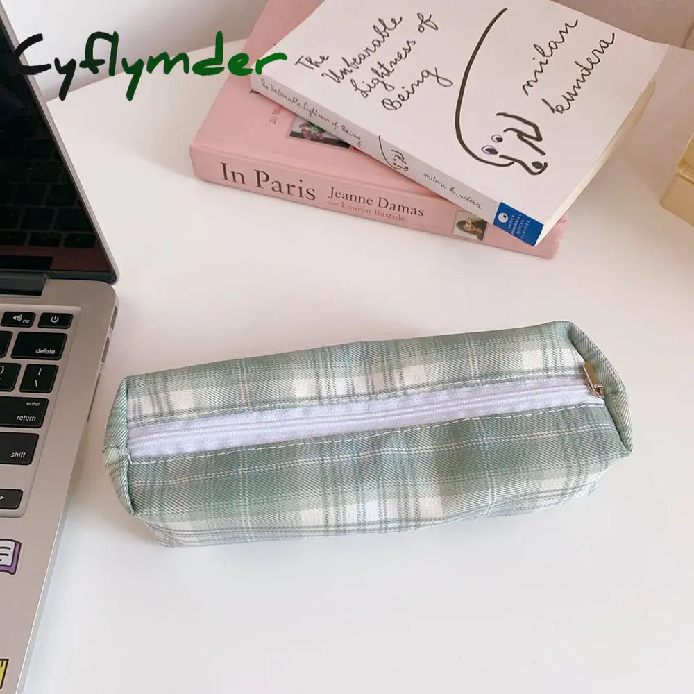 Cyflymder Ins Pencil Case Girls Korean Large-Capacity Cute Plaid Box School Teenagers