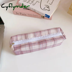 Cyflymder Ins Pencil Case Girls Korean Large-Capacity Cute Plaid Box School Teenagers