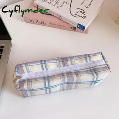 Cyflymder Ins Pencil Case Girls Korean Large-Capacity Cute Plaid Box School Teenagers