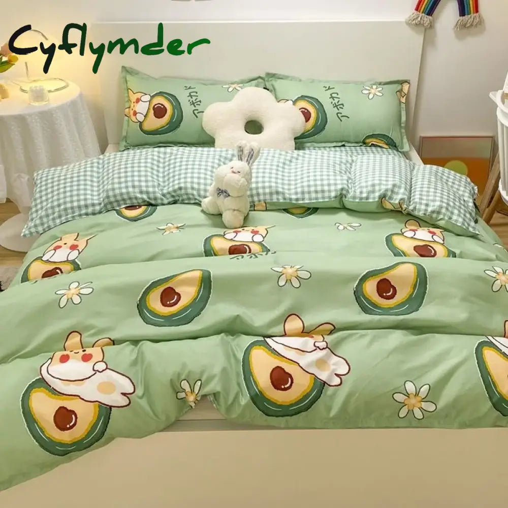 Cyflymder Ins Pink Flowers Bedding Set Flat Bed Sheet Duvet Cover Twin Full Queen Nordic Bed Linen Boy Girl Bedding