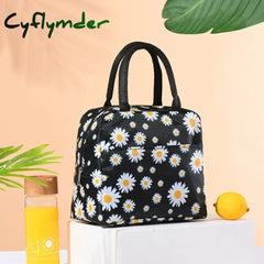 Cyflymder Insulated Lunch Bag Fresh Little Daisy Print Portable Box Multifunctional Insulation