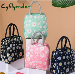 Cyflymder Insulated Lunch Bag Fresh Little Daisy Print Portable Box Multifunctional Insulation