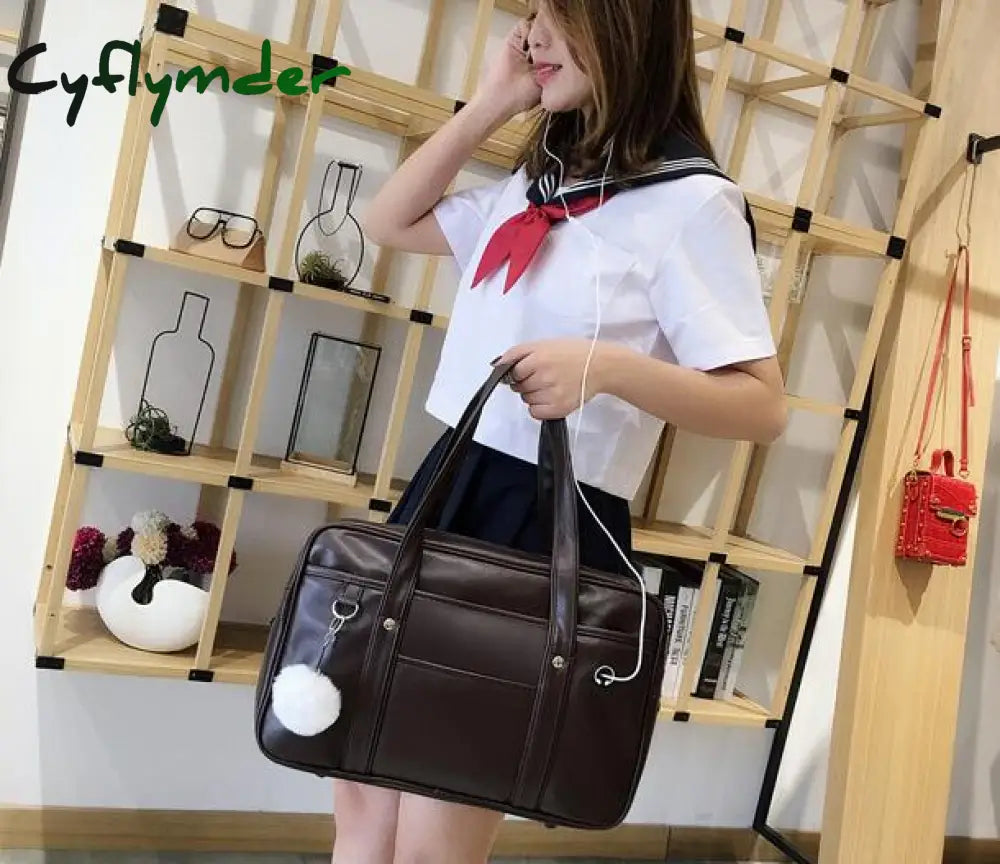 Cyflymder Japan Cosplay School Bag Jk Uniform Messenger Shoulder Handbags With Holes Japanese Pu