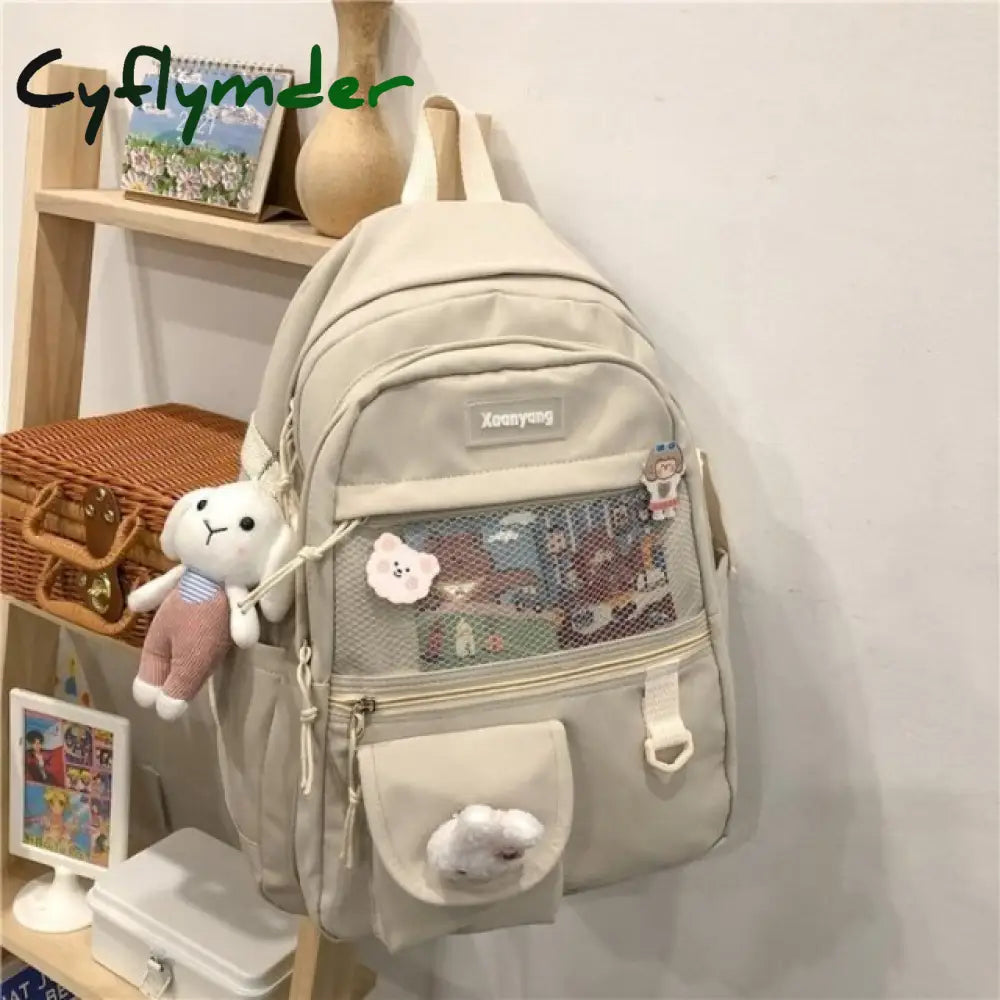 Cyflymder Japanese Fashion Backpack Women School Bags For Teenage Girls Multipockets Mesh Nylon