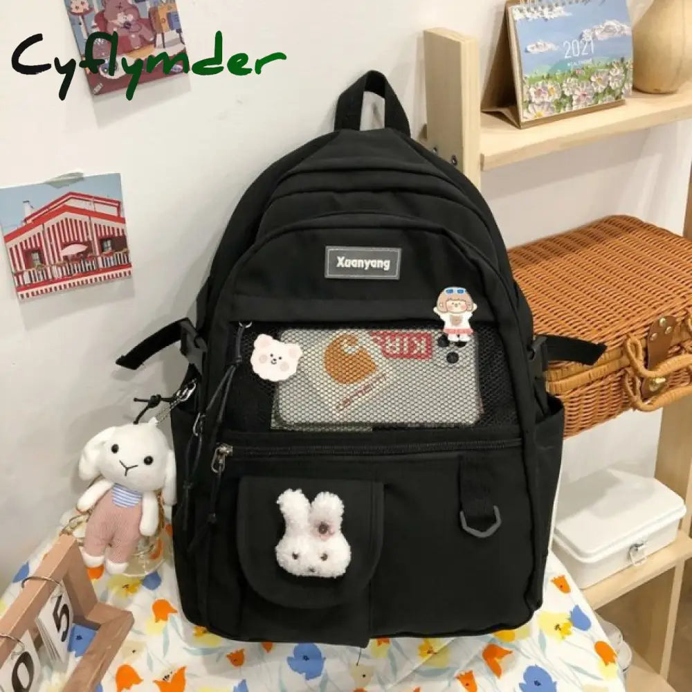 Cyflymder Japanese Fashion Backpack Women School Bags For Teenage Girls Multipockets Mesh Nylon