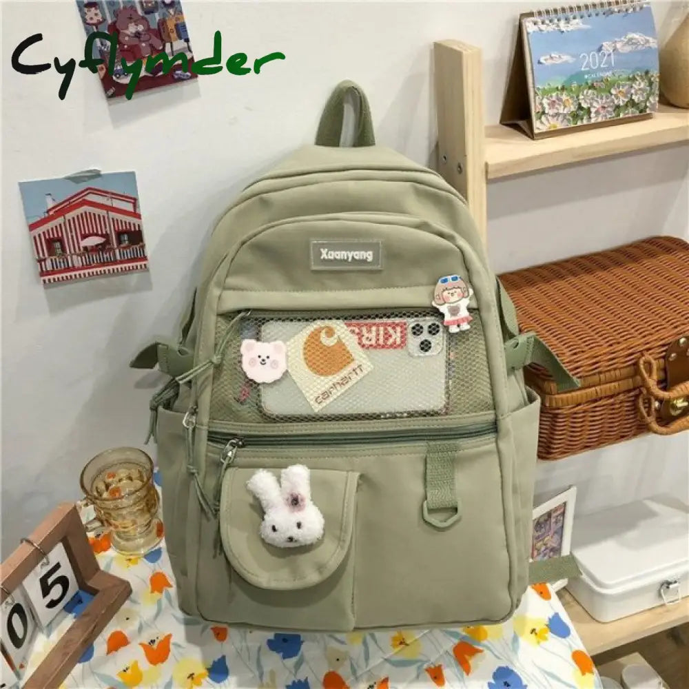 Cyflymder Japanese Fashion Backpack Women School Bags For Teenage Girls Multipockets Mesh Nylon