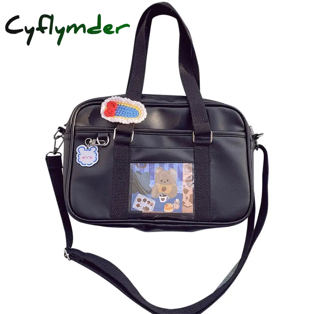 Cyflymder Japanese Girls Kawaii Jk Uniform School Clutch Bag Lolita Pu Handbag College Students