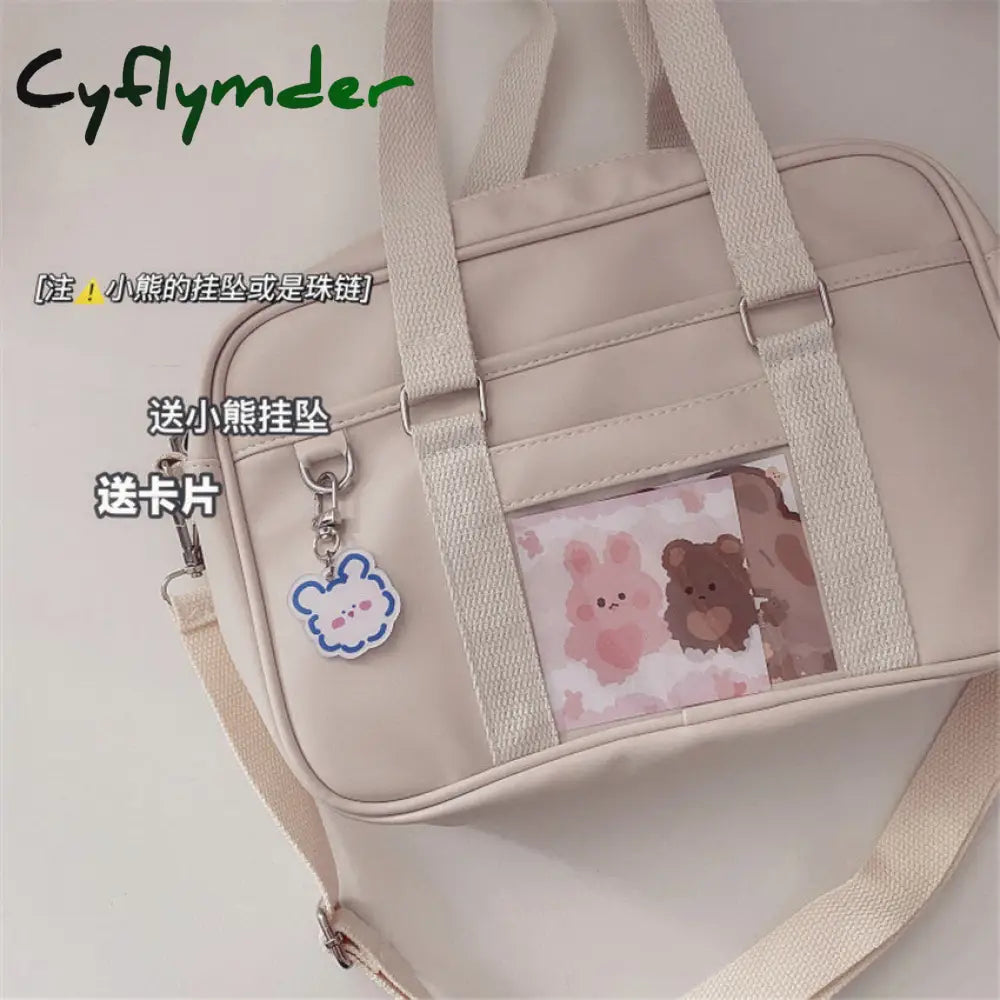 Cyflymder Japanese Girls Kawaii Jk Uniform School Clutch Bag Lolita Pu Handbag College Students