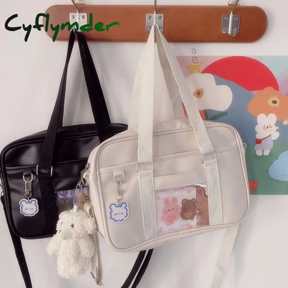 Cyflymder Japanese Girls Kawaii Jk Uniform School Clutch Bag Lolita Pu Handbag College Students