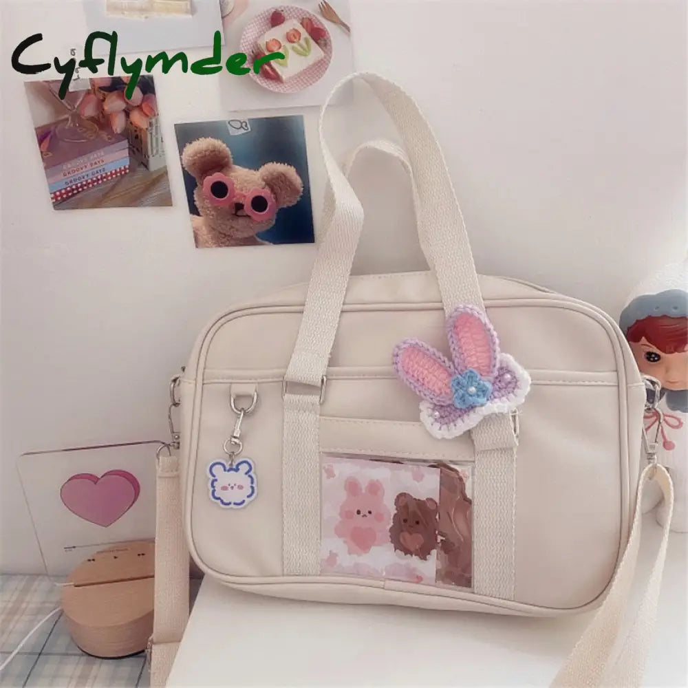 Cyflymder Japanese Girls Kawaii Jk Uniform School Clutch Bag Lolita Pu Handbag College Students