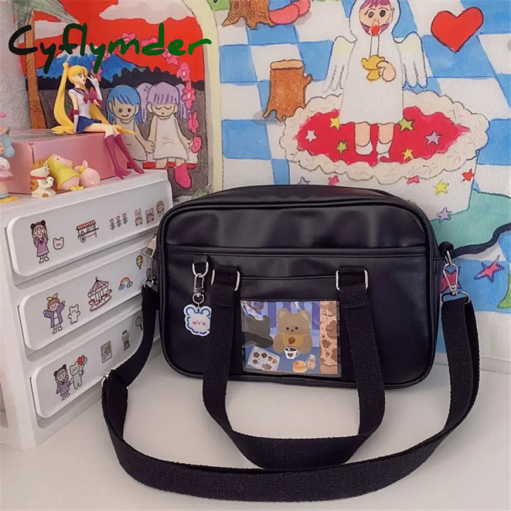 Cyflymder Japanese Girls Kawaii Jk Uniform School Clutch Bag Lolita Pu Handbag College Students